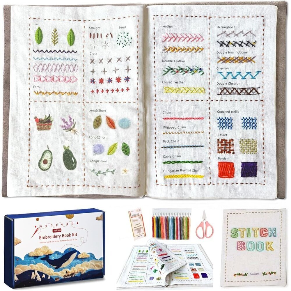 2026 Upgraded DIY Stitch Book Kit, Embroidery Stitch Book Kit, Comprehensive